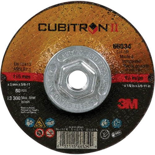 Meule &agrave; tronçonner Cubitron II, 4-1/2" x 1/8", Arbre de 5/8"-11, Type 27, C&eacute;ramique PB Rental Co. Ltd.