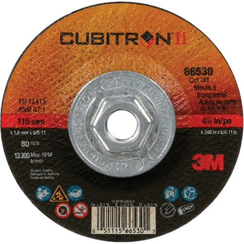 Meule &agrave; tronçonner Cubitron II, 4-1/2" x 0,045", Arbre de 5/8"-11, Type 27, C&eacute;ramique PB Rental Co. Ltd.