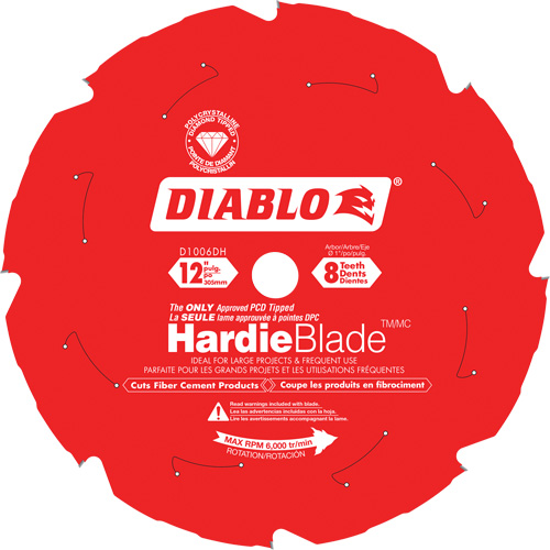 Lame de scie &agrave; d&eacute;couper HardieBlade, 12", 8 dents, Pour B&eacute;ton de fibre PB Rental Co. Ltd.