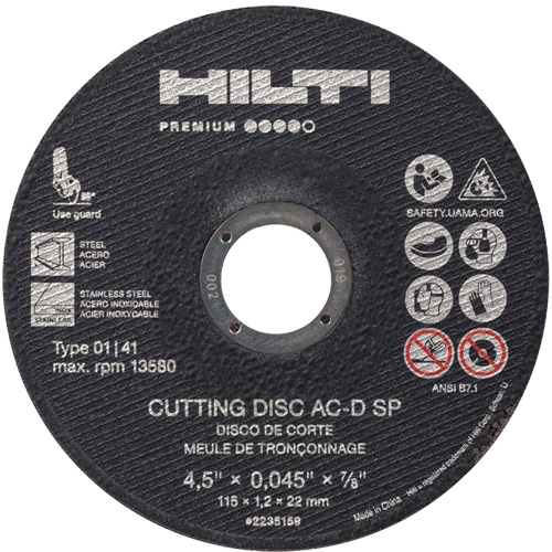 AC-D SP Cut-Off Wheel, 4-1/2" x 0.045", 7/8" Arbor, Type 1, 13580 RPM PB Rental Co. Ltd.