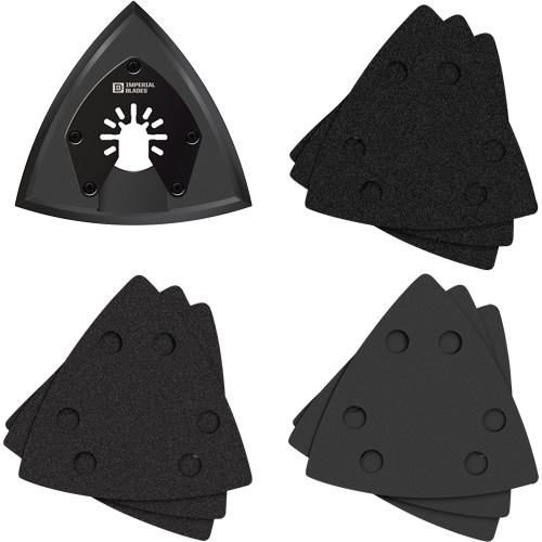 Patin de ponçage triangulaire pour outil oscillant et assortiment de papiers abrasifs One Fit PB Rental Co. Ltd.