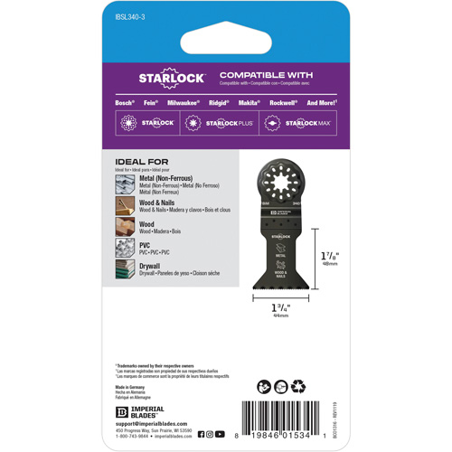 Lame standard pour le m&eacute;tal 1-3/4" Starlock PB Rental Co. Ltd.