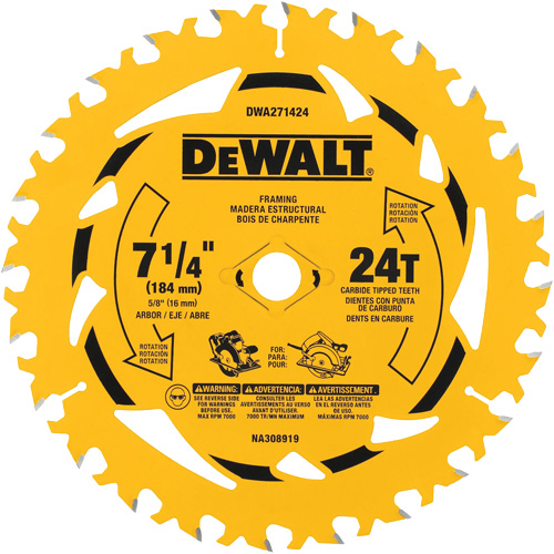 Lame de scie circulaire, 7-1/4", 24 dents, Pour Bois PB Rental Co. Ltd.