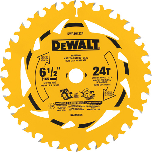 Carbide-Tipped Framing Circular Saw Blade, 6-1/2", 24 Teeth, Wood Use PB Rental Co. Ltd.