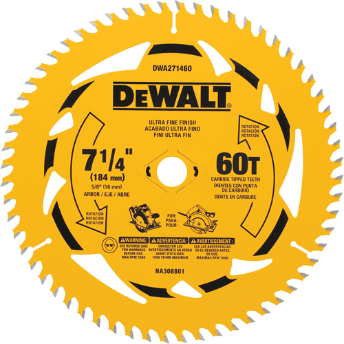 Lame de scie circulaire, 7-1/4", 60 dents, Pour Bois PB Rental Co. Ltd.