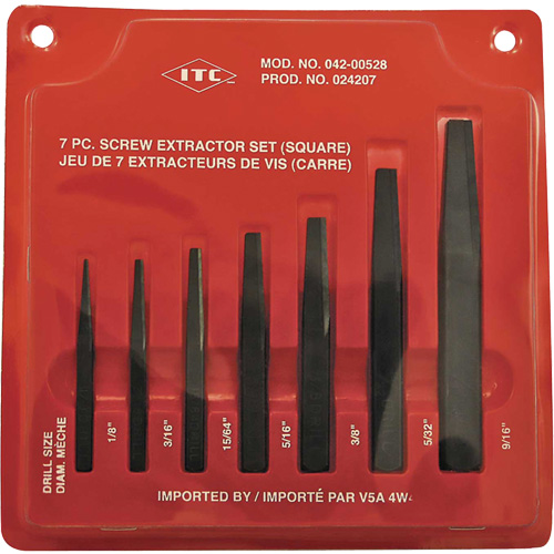 ISE-7 7-Piece Square Screw Extractor Set, For Screw Size 1/8" - 9/16" PB Rental Co. Ltd.