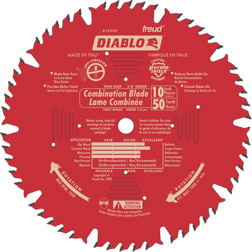 Contractor Saw Blades - Combination Saw Blades, 10", 50 Teeth, Wood Use PB Rental Co. Ltd.