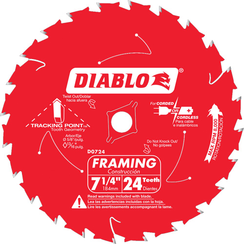Framing Saw Blade, 7-1/4", 24 Teeth, Wood Use PB Rental Co. Ltd.
