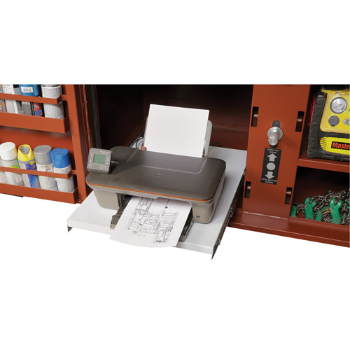 Coffre de chantier et surface de travail sur le terrain, 33" la x 63" p x 80" h, Acier, Rouge PB Rental Co. Ltd.