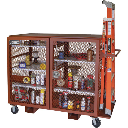 Mobile Mesh Cabinet, Steel, 49 Cubic Feet, Red PB Rental Co. Ltd.