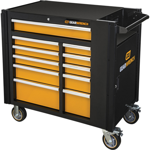 Chariot &agrave; outils &eacute;lectrique, 11 tiroirs, 42-1/2" la x 24-7/16" p x 41" h, Noir/Orange PB Rental Co. Ltd.