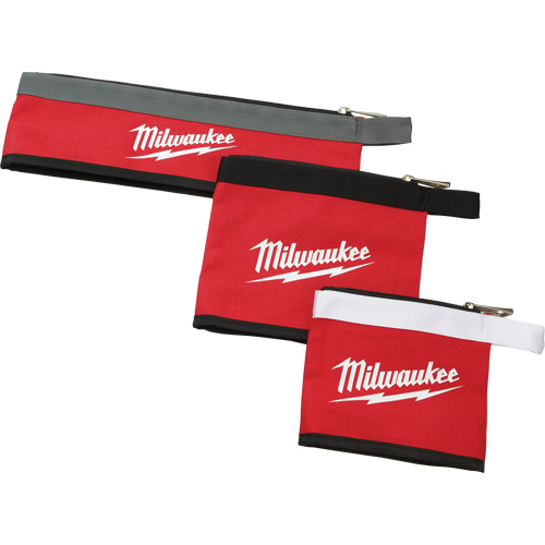 Multi-Size Zipper Pouches - Set of 3, Canvas, 3 Pockets, Black/Red PB Rental Co. Ltd.