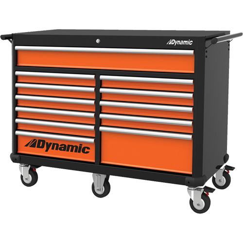 Armoire roulante, 12 tiroirs, 53" la x 24" p x 41" h, Noir/Orange PB Rental Co. Ltd.