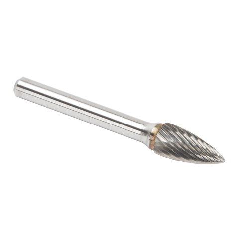 CLEVELAND Solid Carbide Burrs - Tree Shape Pointed End, SG-3, 9.53 mm Dia., 1/4" Shank PB Rental Co. Ltd.