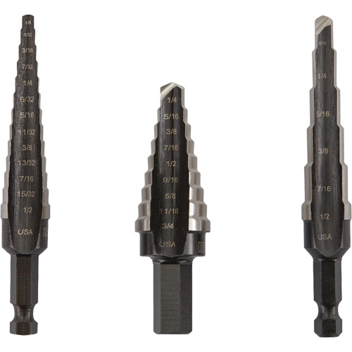 Unibit&reg; Step Drill Set, 3 Pieces, High Speed Steel PB Rental Co. Ltd.