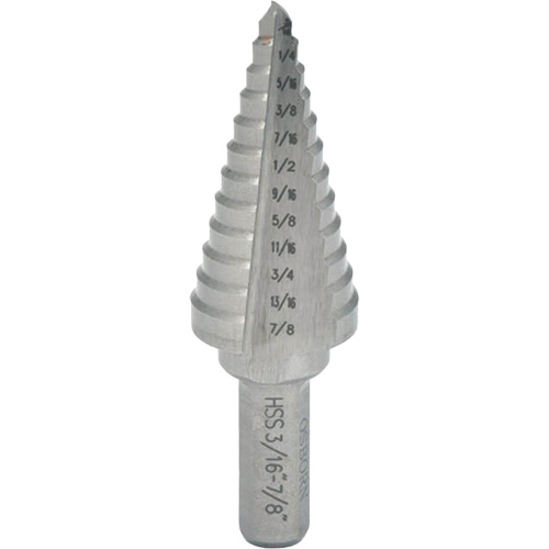 Foret &eacute;tag&eacute; progressif, 1/4" - 3/8", Incr&eacute;ments de 1/8", Acier rapide PB Rental Co. Ltd.