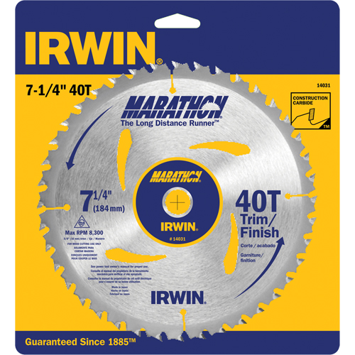 Lames de scie pour entrepreneur - Lames de scie Marathon, 7-1/4", 40 dents, Pour Bois PB Rental Co. Ltd.