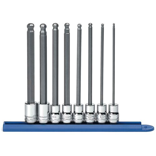 Jeu de douilles m&eacute;triques &agrave; embout sph&eacute;rique, Hexagonale, Prise 3/8", 8 mrcx PB Rental Co. Ltd.