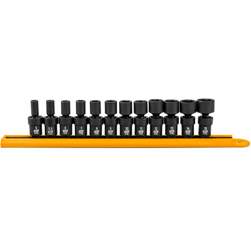 Jeu de 12 douilles m&eacute;triques flexibles universelles &agrave; chocs 1/4" &agrave; 6 pans PB Rental Co. Ltd.