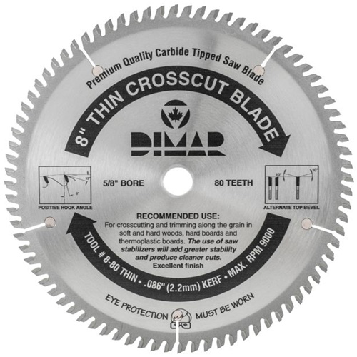 Lame de scie industrielle - coupe en travers &agrave; voie &eacute;troite, 8", 80 dents, Pour Bois PB Rental Co. Ltd.