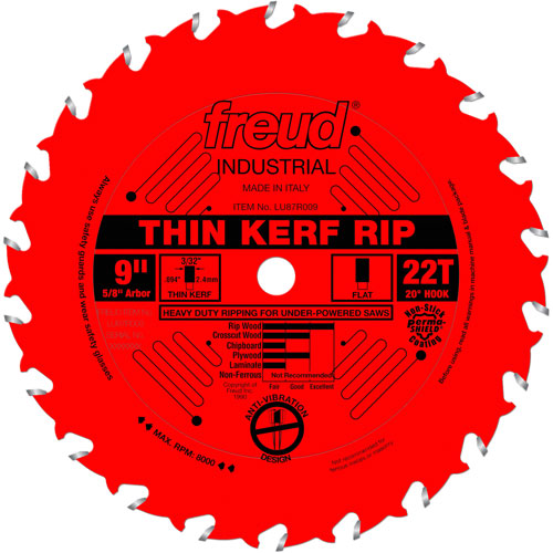 Lames de scie industrielle TCS - refente/coupe en travers &agrave; voie &eacute;troite, 9", 22 dents, Pour Bois PB Rental Co. Ltd.