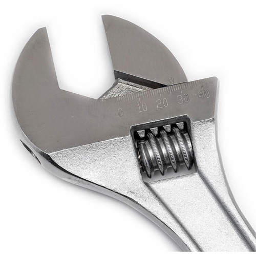 Adjustable Tapered Handle Wrench - Carded, 15" L, 1-11/16"/43 mm Max Width, Chrome/Polished PB Rental Co. Ltd.