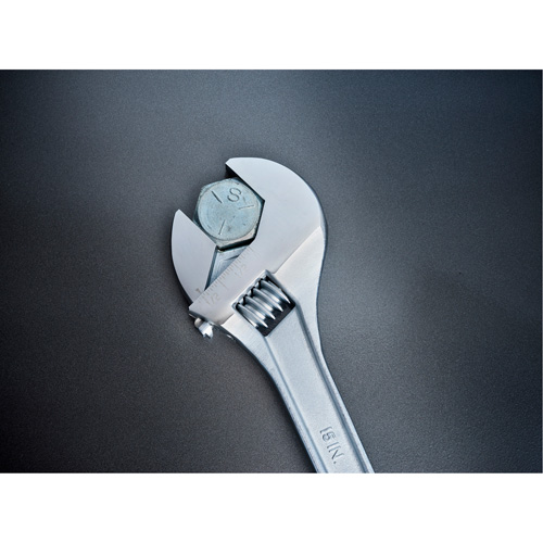 Adjustable Tapered Handle Wrench - Carded, 15" L, 1-11/16"/43 mm Max Width, Chrome/Polished PB Rental Co. Ltd.