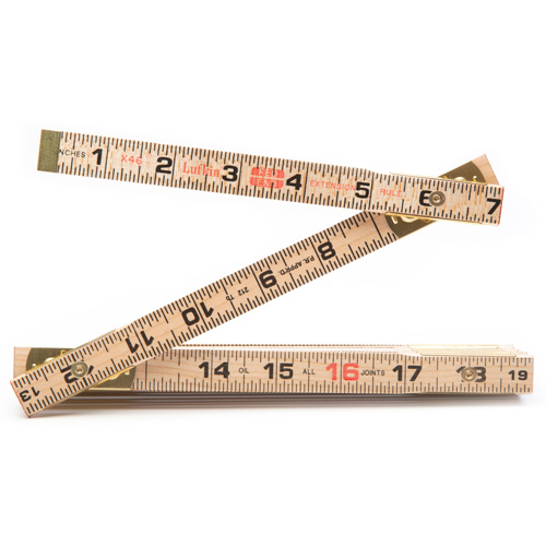 Red End&reg; Rule with Two 6" Slide Rule Extensions, 6' L, Wood, 1/16" Graduations PB Rental Co. Ltd.
