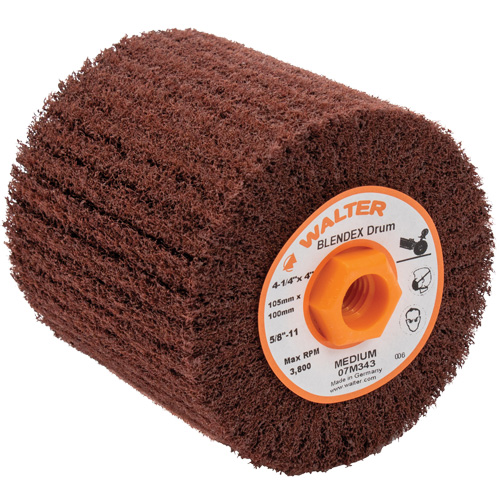 ALLSTEEL Blendex Surface Conditioning Drum, 4-1/4" Dia. x 4" W, 5/8"-11 Arbor, Medium Grit PB Rental Co. Ltd.