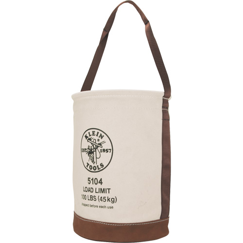 Seau avec fond en cuir, 17" h, Toile, Beige PB Rental Co. Ltd.