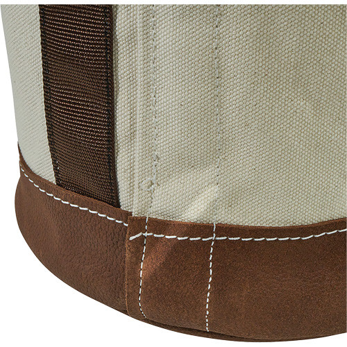 Leather-Bottom Bucket, 17" H, Canvas, White PB Rental Co. Ltd.