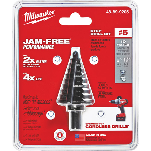 Foret &eacute;tag&eacute; no 5, 1/4" - 1-3/8", Incr&eacute;ments de 1/8", Acier rapide PB Rental Co. Ltd.