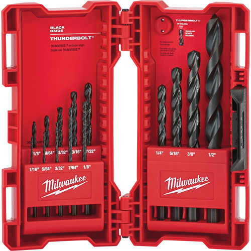 Jeu de forets &eacute;tag&eacute;s Thunderbolt, 14 morceaux, Acier PB Rental Co. Ltd.