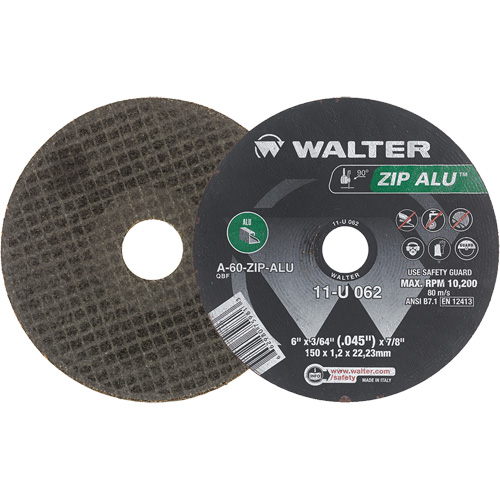 Zip Alu Cut-Off Wheel, 6" x 3/64", 7/8" Arbor, Type 1, Aluminum Oxide, 10200 RPM PB Rental Co. Ltd.