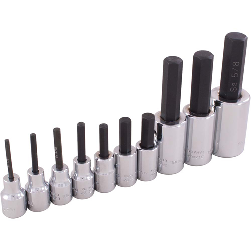 Hex Head Socket Set, Hex, 1/2"/3/8" Drive, 10 Pcs PB Rental Co. Ltd.