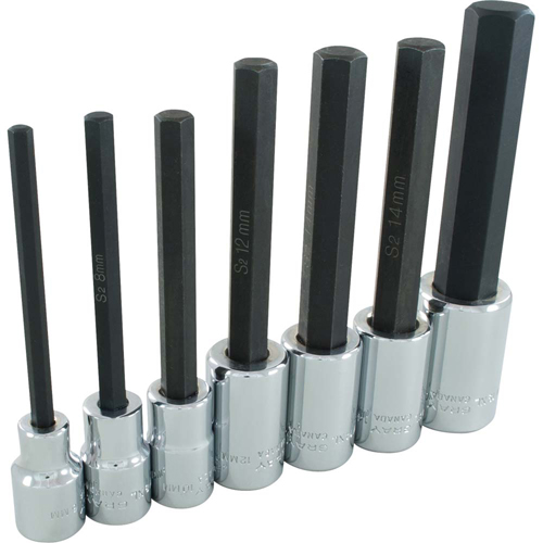 Jeu de douilles &agrave; t&ecirc;te hexagonale tr&egrave;s longues, Hexagonale, Prise 1/2", 7 mrcx PB Rental Co. Ltd.