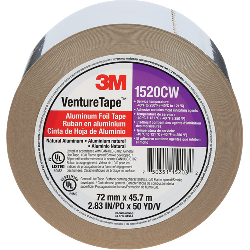 Ruban en aluminium Venture Tape, &eacute;paisseur 1,8 mils, 72 mm (3") x 45,7 m (150') PB Rental Co. Ltd.