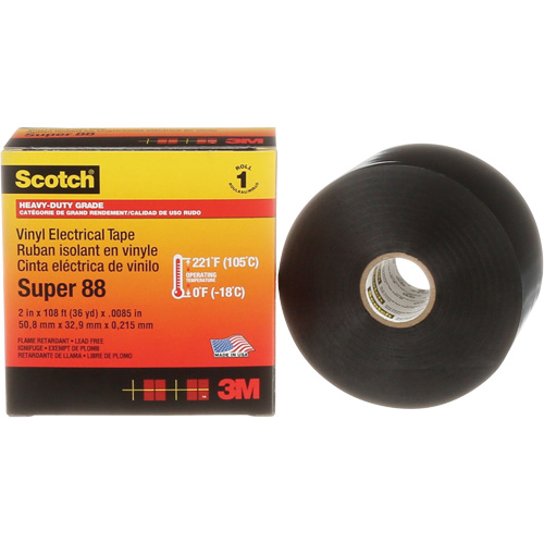 Ruban isolant Super 88 de calibre professionnel Scotch, 51 mm (2") x 33 m (108'), Noir, 8,5 mils PB Rental Co. Ltd.