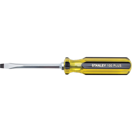100 PLUS&reg; Standard Slotted Tip Screwdriver, 1/4" Tip, Square, 8-3/16" L, Plastic Handle PB Rental Co. Ltd.