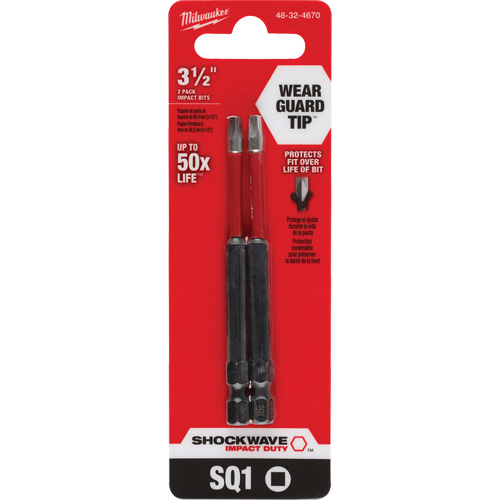Embout de tournevis Shockwave Impact Duty, Carr&eacute;e, Embout #1, Prise 1/4", Longueur 3-1/2" PB Rental Co. Ltd.