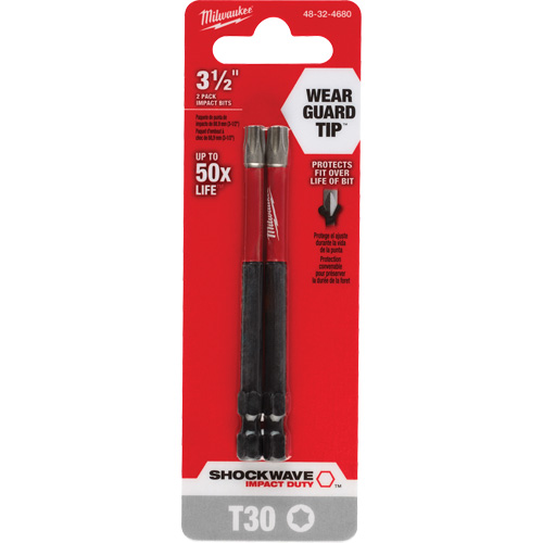 Embout de tournevis Shockwave Impact Duty, Torx, Embout T-30, Prise 1/4", Longueur 3-1/2" PB Rental Co. Ltd.