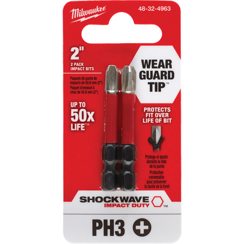 Embout de tournevis Shockwave Impact Duty, Phillips, #3, Prise 1/4" PB Rental Co. Ltd.