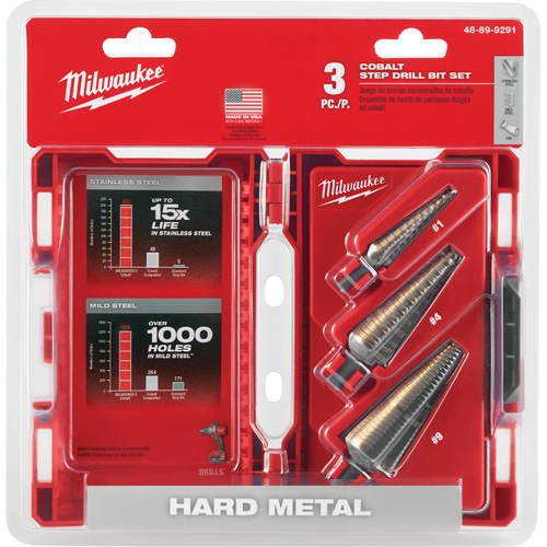Step Drill Bit Set, 3 Pieces, High Speed Cobalt PB Rental Co. Ltd.