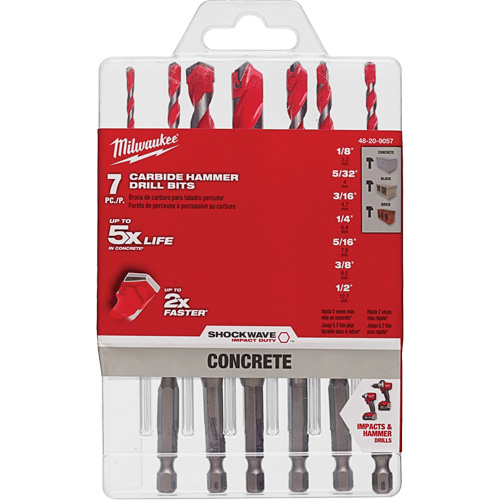 Large Shockwave Hammer Drill Bit Kit, 7 Pieces, Carbide PB Rental Co. Ltd.