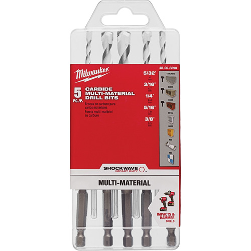 Shockwave Multi-Material Drill Bit Set, 5 Pieces, Carbide PB Rental Co. Ltd.