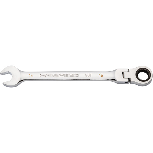 90-Tooth Flex Head Ratcheting Combination Wrench, 12 Point, 15 mm, Chrome Finish PB Rental Co. Ltd.