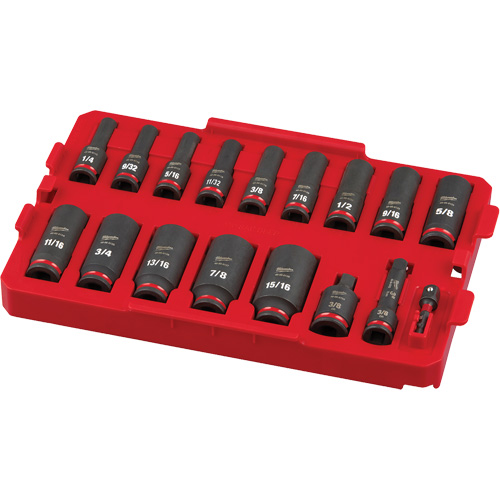 Jeu de douilles profondes 3/8" Shockwave Impact Duty Packout, 17 Mcx, Chocs, Prise de 3/8", Profond PB Rental Co. Ltd.