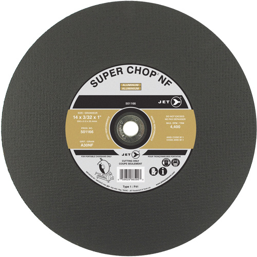 Meule &agrave; tronçonner Super Chop A30NF, 14" x 3/32", Arbre de 1", Type 1, 4400 Tr/min PB Rental Co. Ltd.