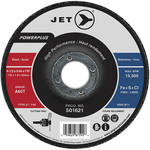 Meule &agrave; tronçonner PowerPlus A60T, 4-1/2" x 3/64", Arbre de 7/8", Type 27, 13 300 Tr/min PB Rental Co. Ltd.