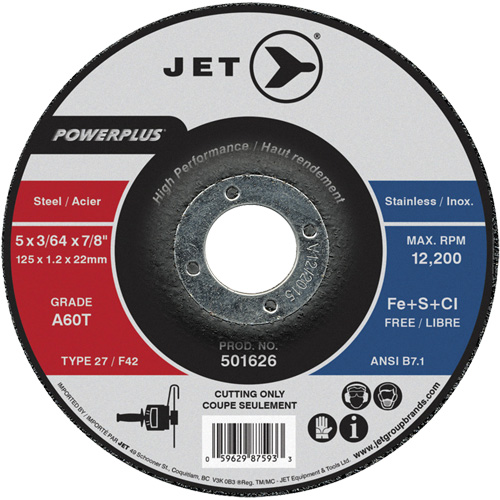 A60T PowerPlus Cut-Off Wheel, 5" x 3/64", 7/8" Arbor, Type 27, 12200 RPM PB Rental Co. Ltd.